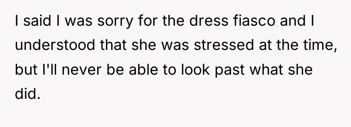 I said I was sorry for the dress fiasco and...