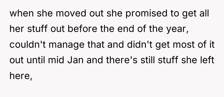 when she moved out she promised to get all her...