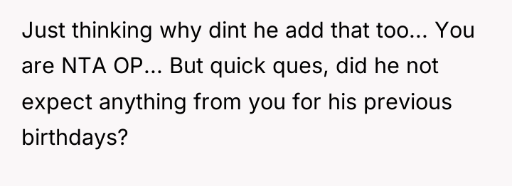 Just thinking why dint he add that too... You are...