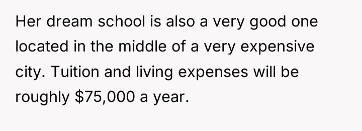 Her dream school is also a very good one located...