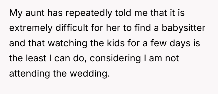 My aunt has repeatedly told me that it is extremely...
