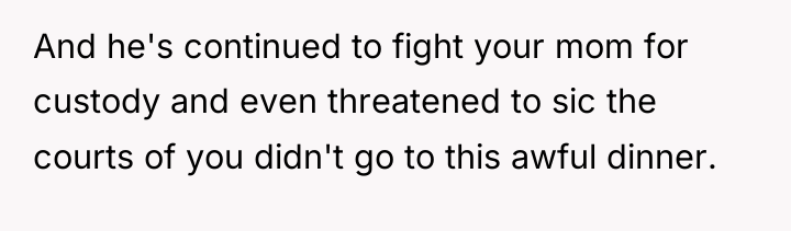 And he's continued to fight your mom for custody and...