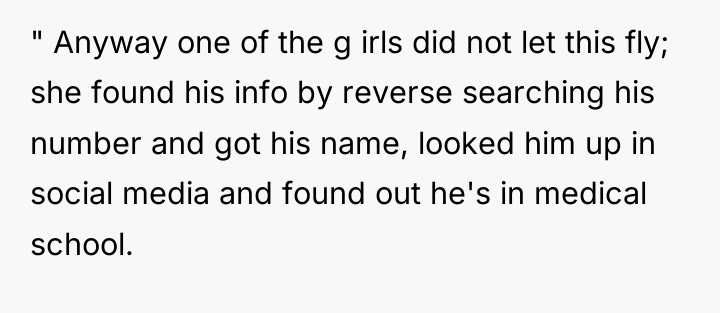 " Anyway one of the g irls did not let...