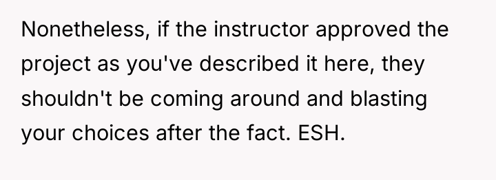 Nonetheless, if the instructor approved the project as you've described...