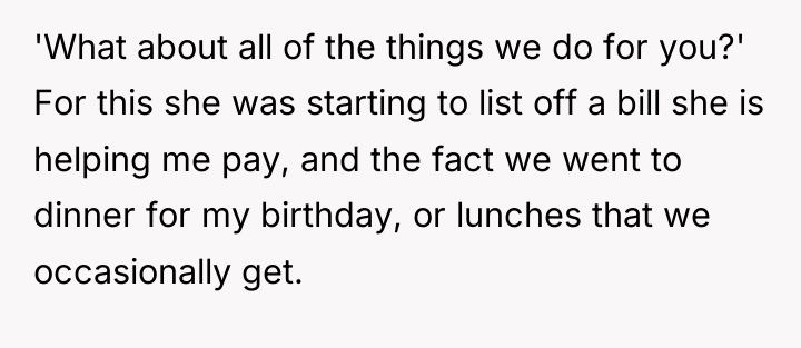 'What about all of the things we do for you?'...