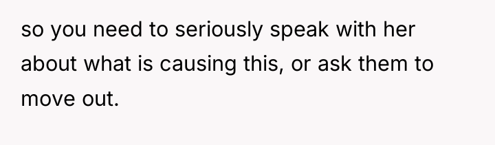 so you need to seriously speak with her about what...