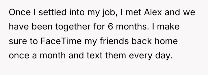 Once I settled into my job, I met Alex and...