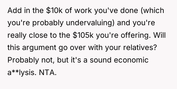 Add in the $10k of work you've done (which you're...