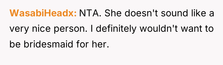 WasabiHeadx NTA. She doesn't sound like a very nice person....