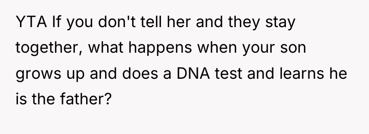 YTA If you don't tell her and they stay together,...