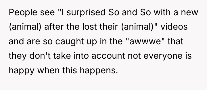 People see "I surprised So and So with a new...