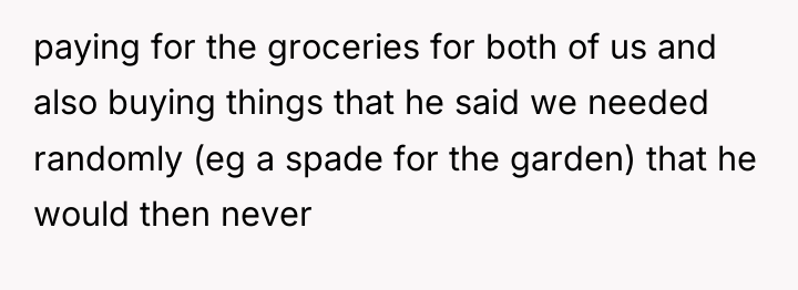 paying for the groceries for both of us and also...