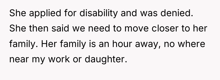She applied for disability and was denied. She then said...