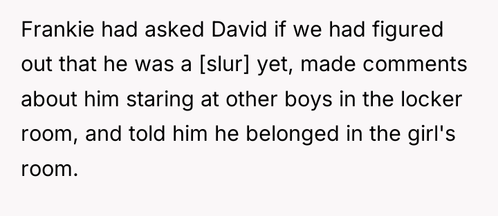 Frankie had asked David if we had figured out that...