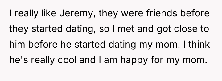 I really like Jeremy, they were friends before they started...