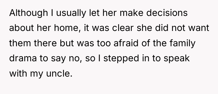 Although I usually let her make decisions about her home,...