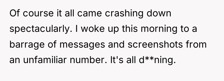 Of course it all came crashing down spectacularly. I woke...
