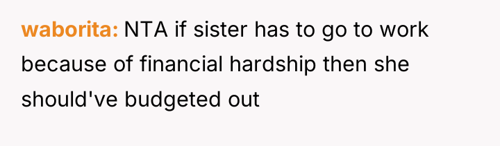 waborita NTA if sister has to go to work because...