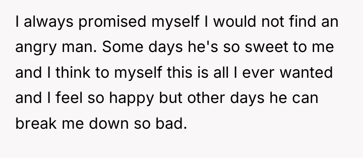 I always promised myself I would not find an angry...