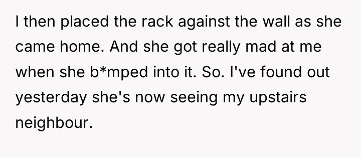 I then placed the rack against the wall as she...