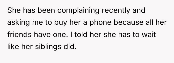 She has been complaining recently and asking me to buy...