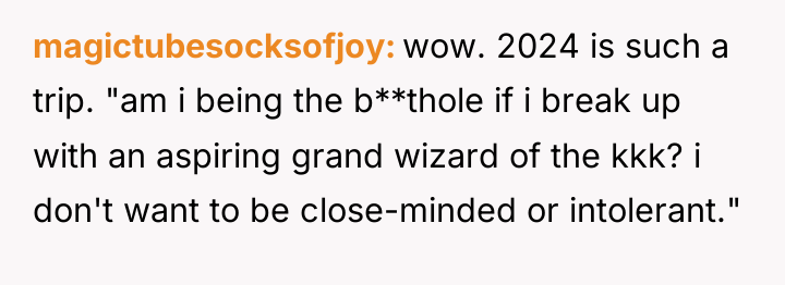 magictubesocksofjoy wow. 2024 is such a trip. "am i being...