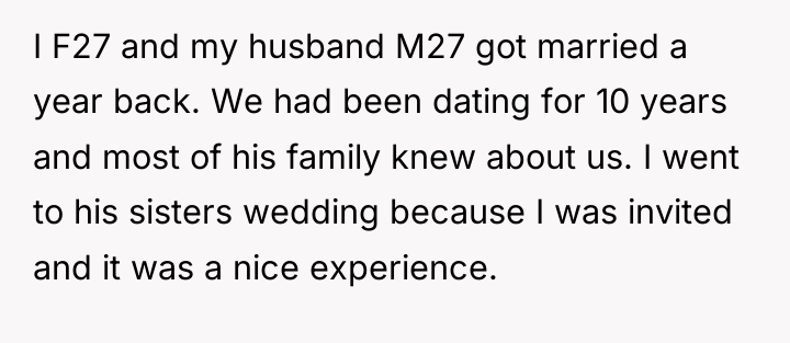 I F27 and my husband M27 got married a year...