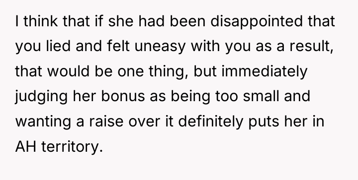 I think that if she had been disappointed that you...