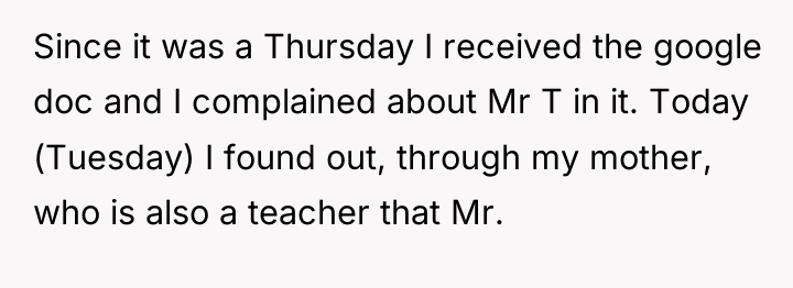 Since it was a Thursday I received the google doc...