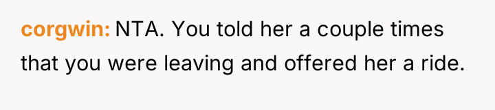 corgwin NTA. You told her a couple times that you...