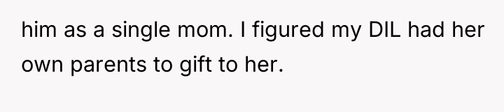 him as a single mom. I figured my DIL had...