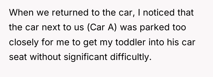 When we returned to the car, I noticed that the...