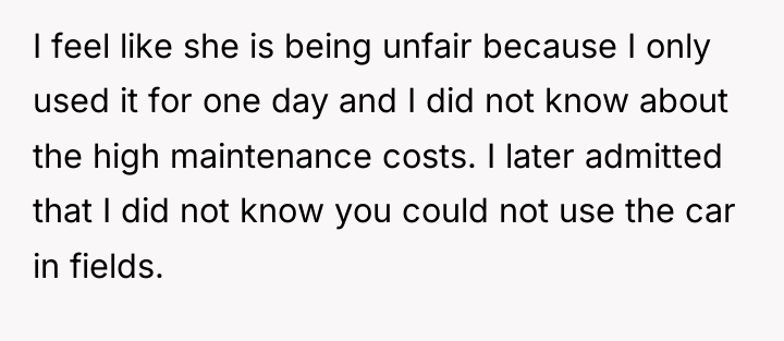 I feel like she is being unfair because I only...