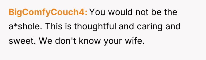 BigComfyCouch4 You would not be the a*shole. This is thoughtful...
