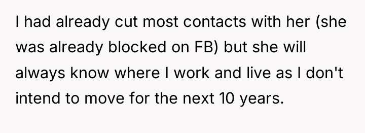 I had already cut most contacts with her (she was...