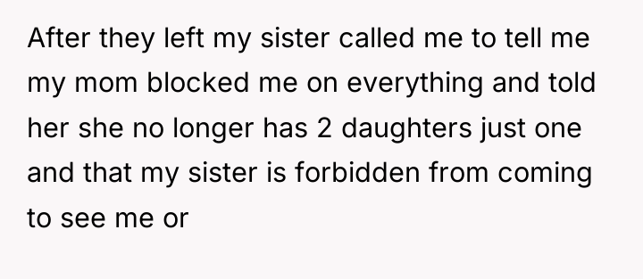 After they left my sister called me to tell me...