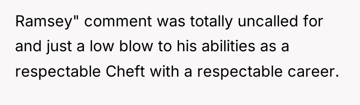Ramsey" comment was totally uncalled for and just a low...