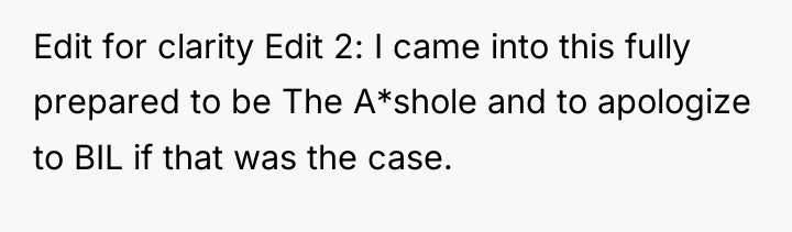 Edit for clarity Edit 2: I came into this fully...