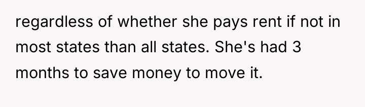 regardless of whether she pays rent if not in most...