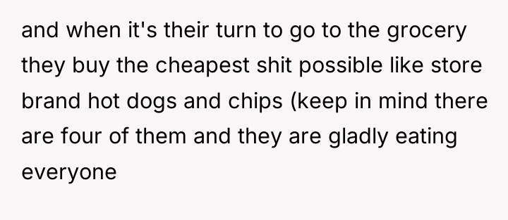 and when it's their turn to go to the grocery...