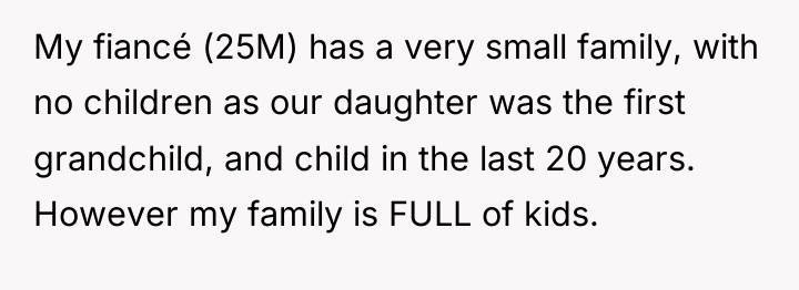 My fiancé (25M) has a very small family, with no...