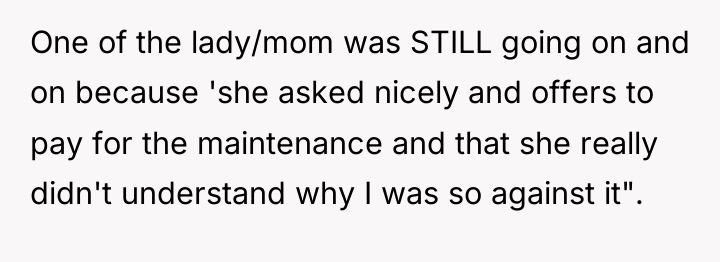 One of the lady/mom was STILL going on and on...