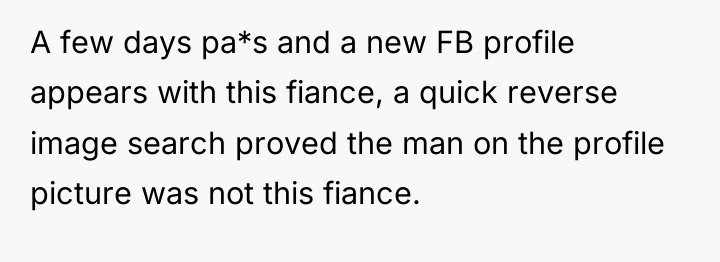 A few days pa*s and a new FB profile appears...