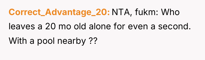 Correct_Advantage_20 NTA, fukm: Who leaves a 20 mo old alone...