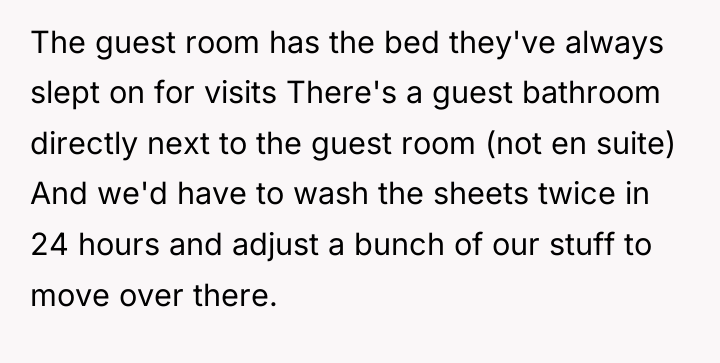 The guest room has the bed they've always slept on...