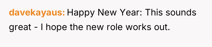 davekayaus Happy New Year: This sounds great - I hope...