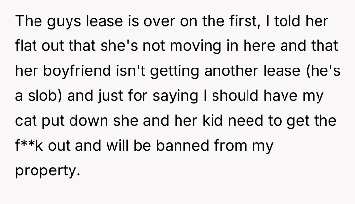 The guys lease is over on the first, I told...