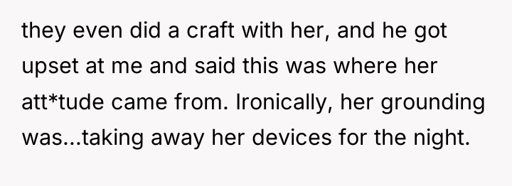 they even did a craft with her, and he got...