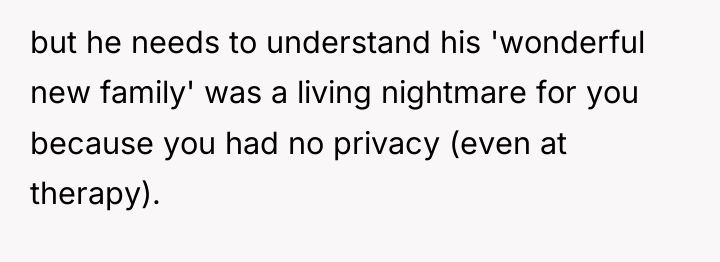 but he needs to understand his 'wonderful new family' was...