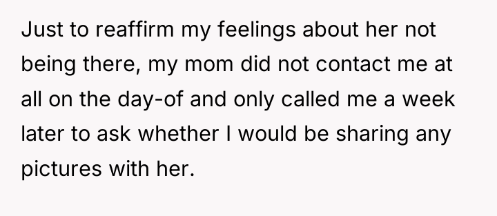 Just to reaffirm my feelings about her not being there,...